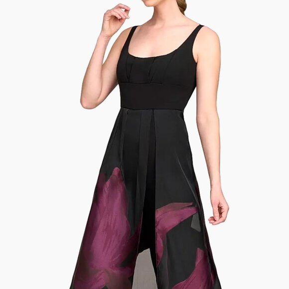 Kay Unger Mave Walk Though Jumpsuit Gown Fig Black 10 NWT $428 - Picture 2 of 13